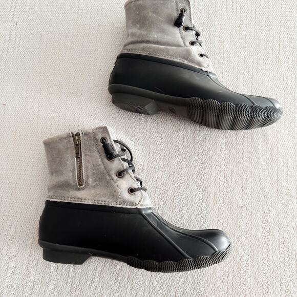 Sperry Grey + Black Saltwater Duck Boots Size 9 Snow Boots Outdoor Winter - Picture 4 of 7